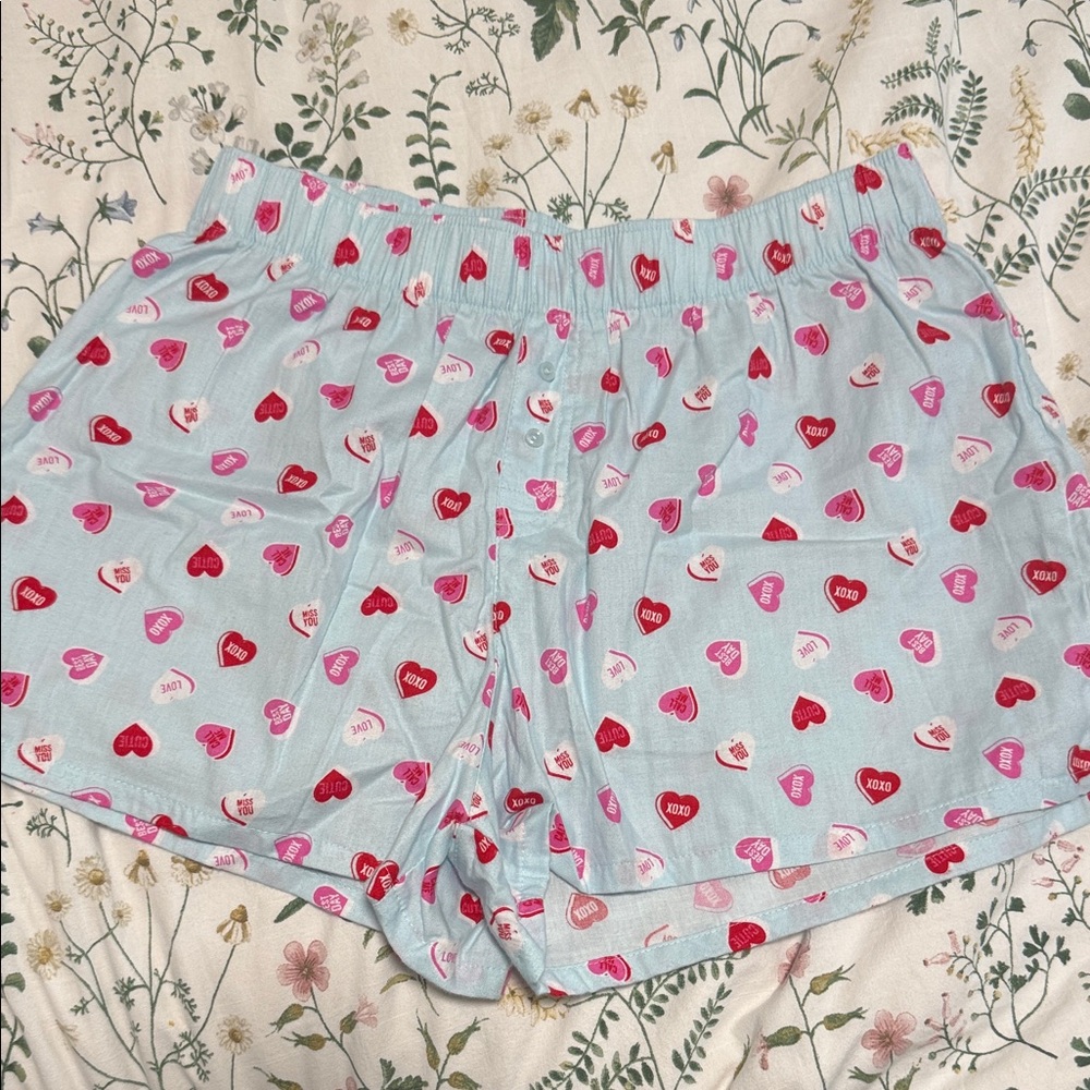 Candy Heart Print Women's Sleep Shorts